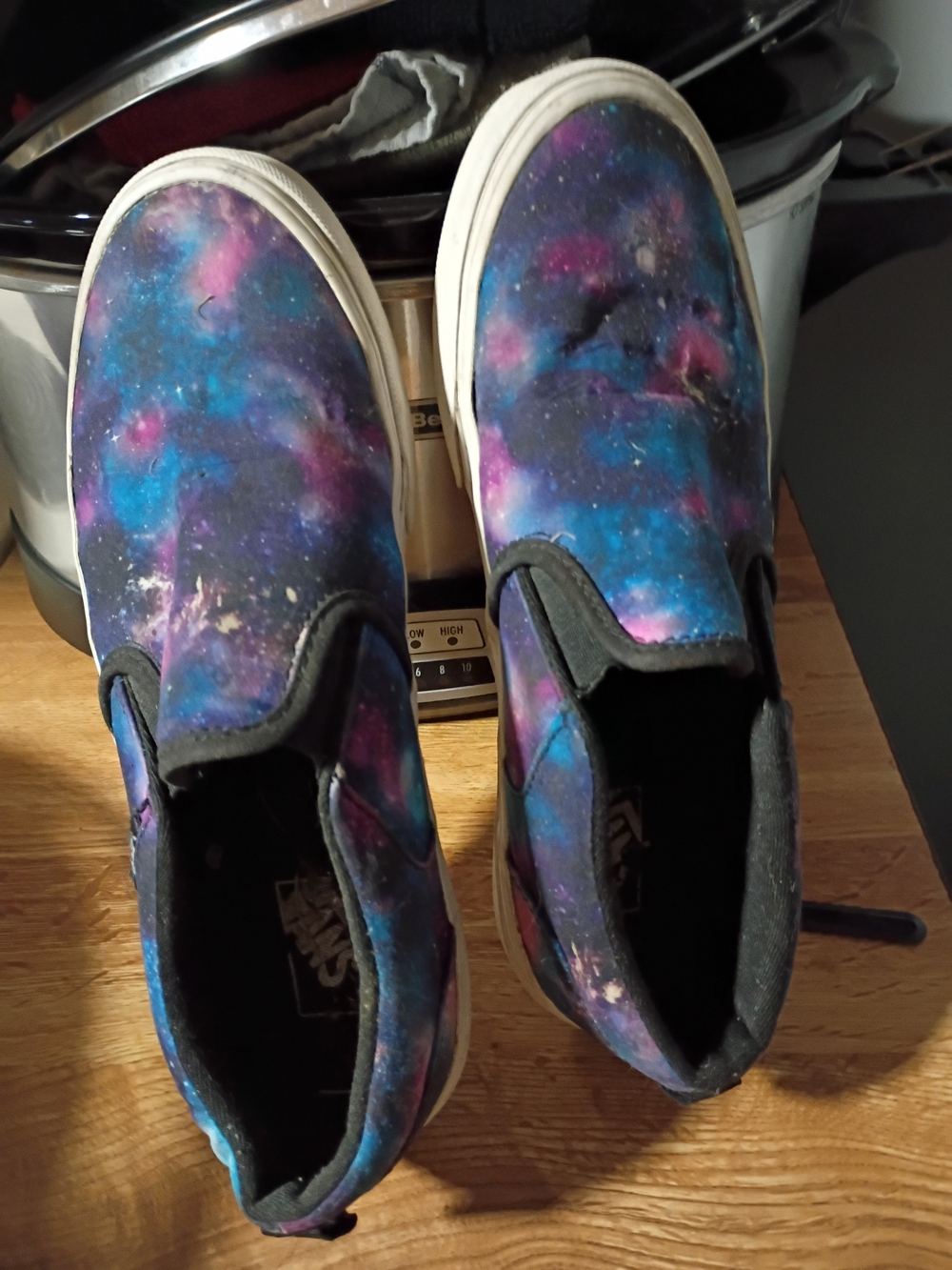 Vans Women Or Mens Slip-On Sneakers - Galaxy Print (Blue/Purple/Black) 7.5